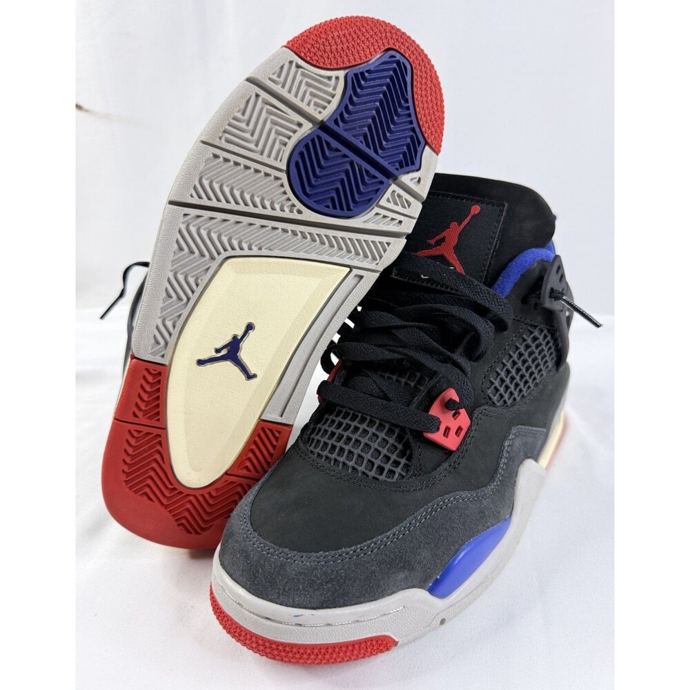 Kids Size 6Y Air Jordan 4 Retro OG(GS) Black/Fire Red-Deep Royal Blue IB4171-003